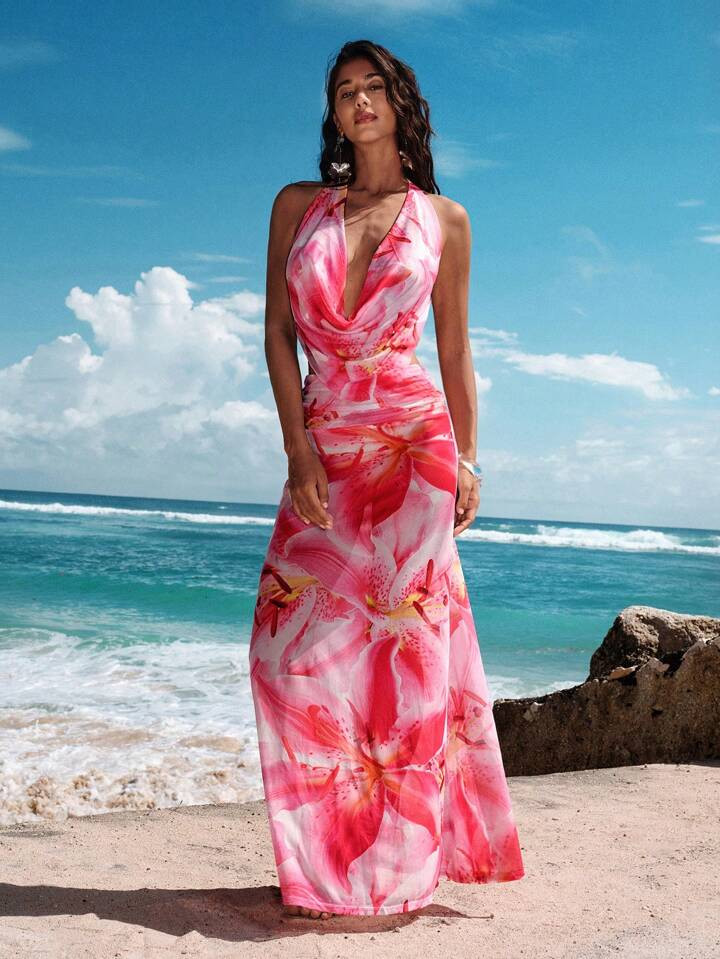 Opulessa Summer Vacation Outfits Woman Beach Pink Bohemian Boho Festival Wedding Party Elegant Se... | SHEIN