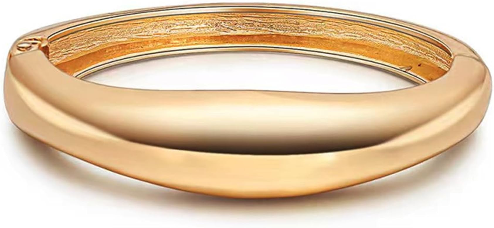 Gold Polished Chunky Twisted Hinged Waterdrop Bangle Bracelet for Women Spiraled Oval Bangle Brac... | Amazon (US)