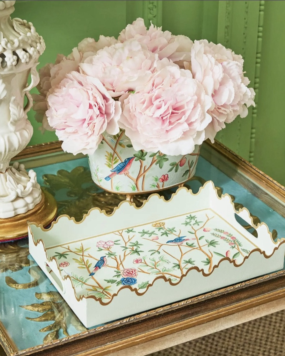 Chinoiserie tray and cachepot 💚 the smaller version of my tray isn’t online yet but will link it as soon as it is! 

#LTKHome #LTKSaleAlert