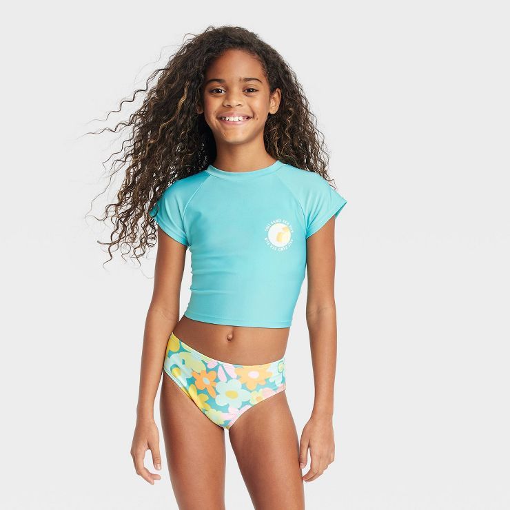 Girls' 3pc Spring Blooms Swimwear Set - Cat & Jack™ | Target