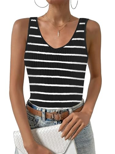 Zeagoo Womens Ribbed Tank Tops 2026 V Neck Slim Fit Knit Sleeveless Shirts Casual Basic Tee | Amazon (US)