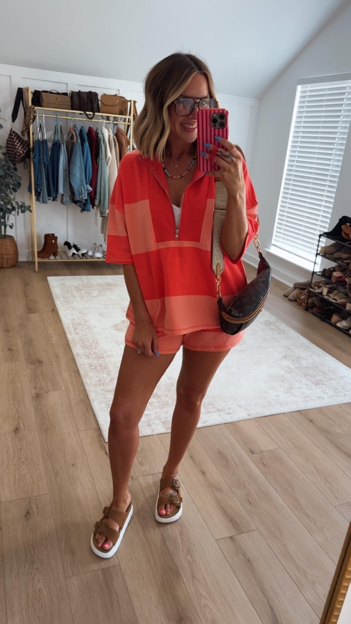 I'll be living in this coral striped set with 3/4 zip pullover and shorts all season long. This affordable set makes me feel put together and so chic while still feeling comfy enough to keep up with mom life - for running errands, at the ball parks, and for all of the road trips.  

 #LTKootd #LTKmomlife #LTKTravel
