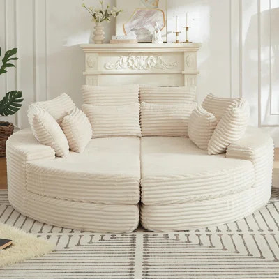 78" Oversized Round Chaise Lounge Sofa, Modular Sleeper Sofa Bed With 10 Pillows | Wayfair North America