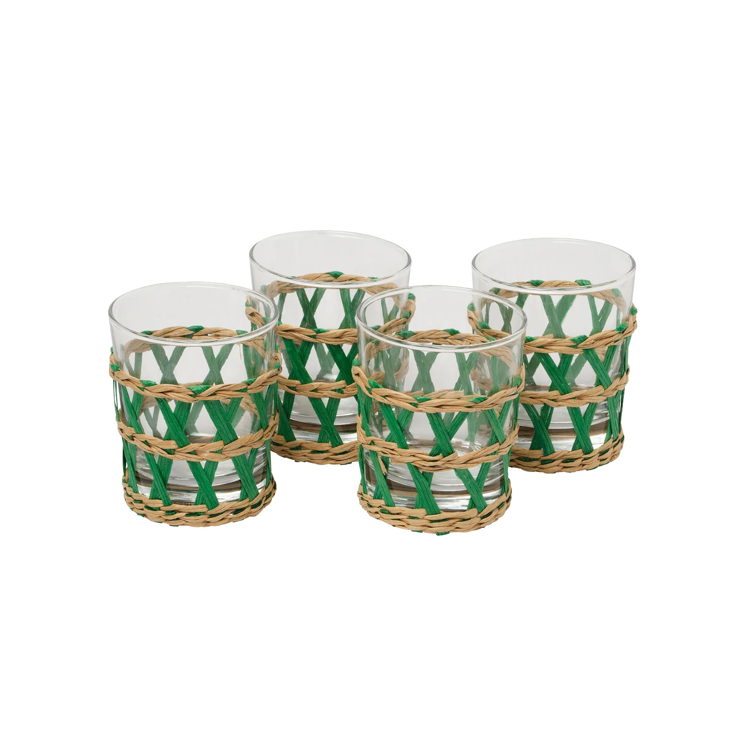 Green Raffia Glasses - Set of 4 | In The Roundhouse