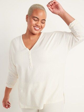 Oversized Pointelle-Knit Henley Pajama Top for Women | Old Navy (US)