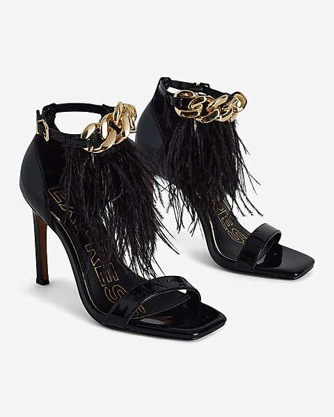 Brian Atwood X Express Feather Chain Heeled Sandals | Express