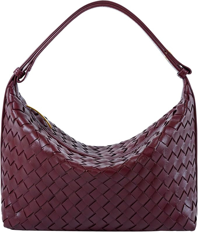 Vegan Leather Woven Tote Handbag, Top-handle Shoulder Bag, Woven Leather Pure Underarm Purse, Clu... | Amazon (US)