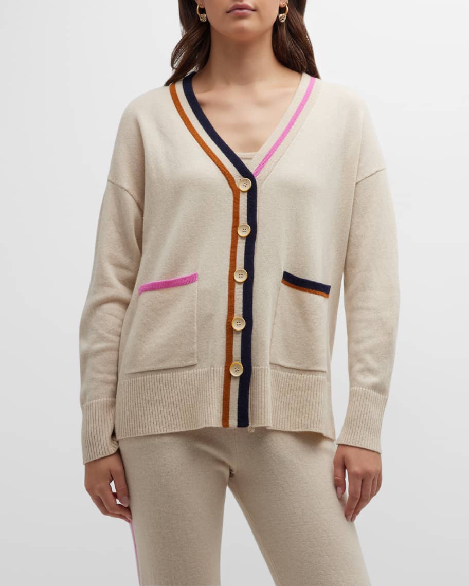 Wool Cashmere Striped Cardigan | Neiman Marcus