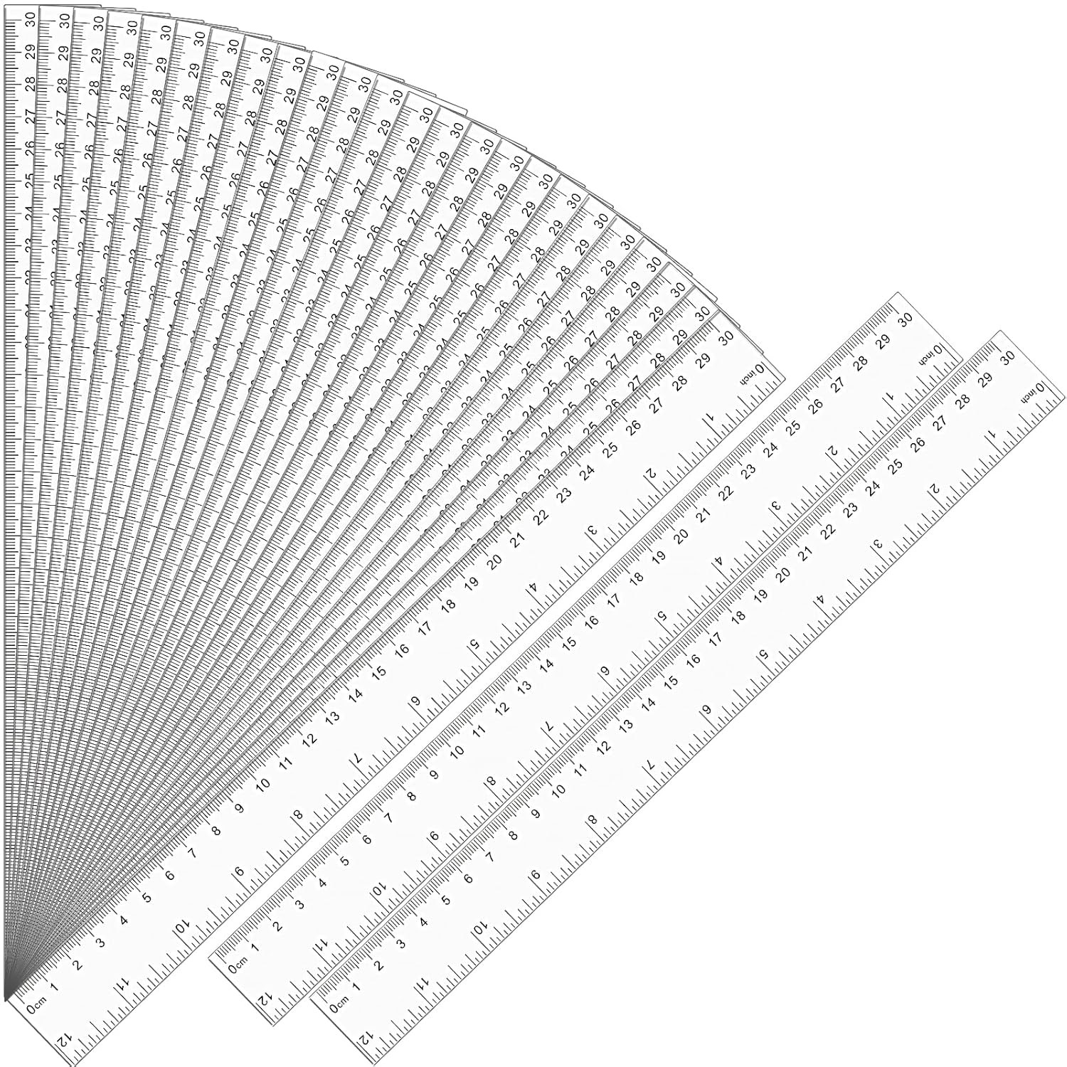 32 Pack Clear Ruler 12 Inch Bulk with Centimeters and Millimeters, Metric Rulers Measuring Drawin... | Amazon (US)