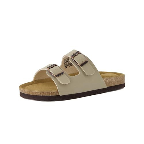 CUSHIONAIRE Lane Boys and Girls Sandals, Comfortable Cork Footbed Slide with Adjustable Straps and Supportive Kids Sandals Design, STONE 13 | Amazon (US)