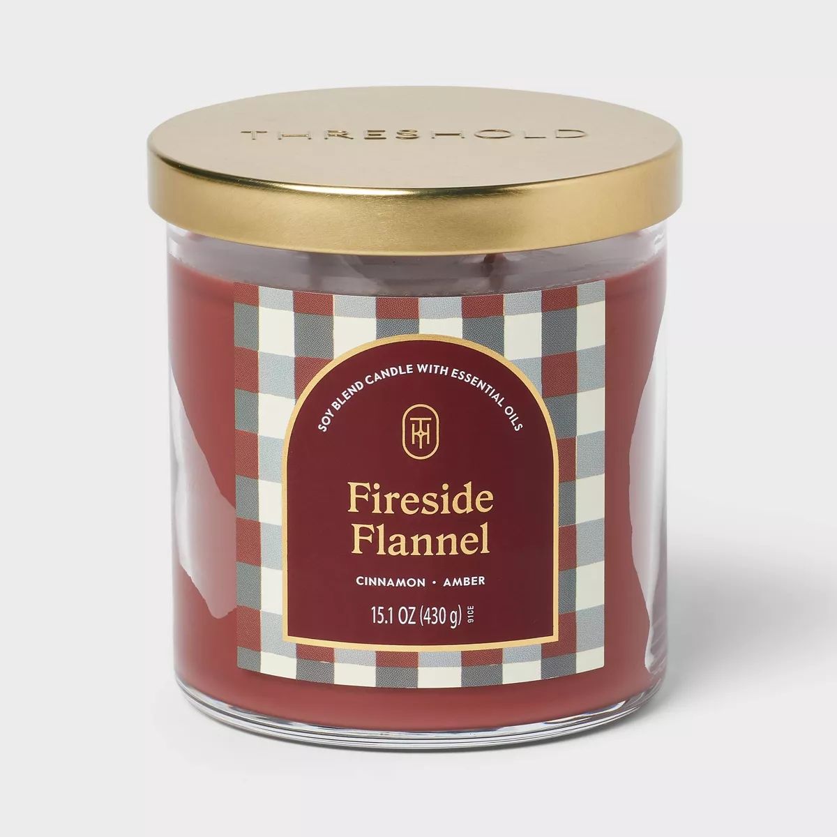 15.1oz 2-Wick Lidded Glass Jar Candle Fireside Flannel - Threshold™ | Target