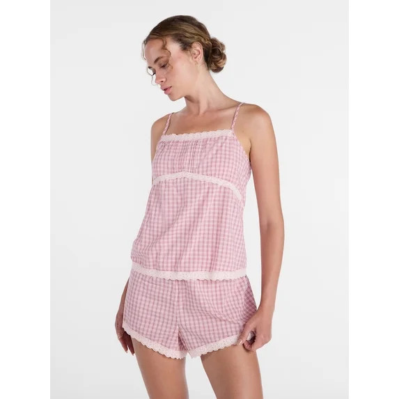 Joyspun Women's Sleep Cami and Shorts Set with Lace Trim, Sizes XS-3X | Walmart (US)