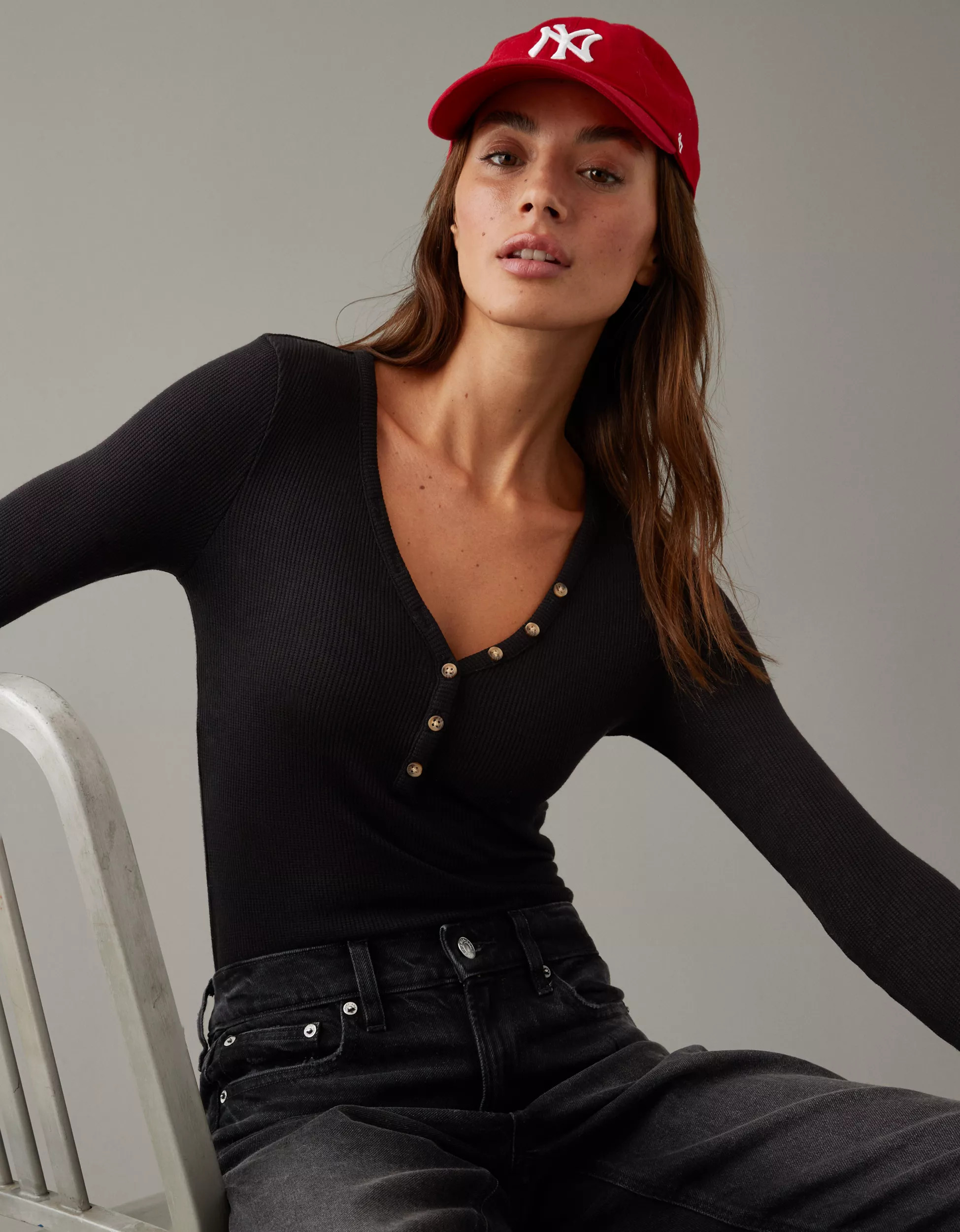 AE Waffle Long-Sleeve Henley Tee | American Eagle Outfitters (US & CA)