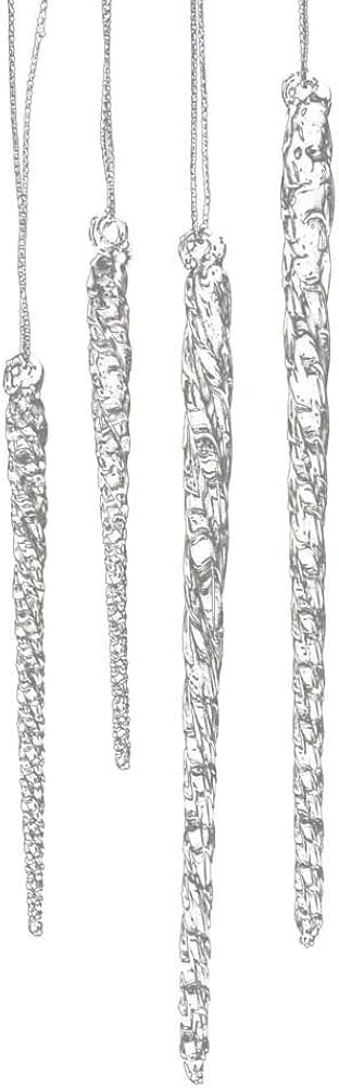 Kurt Adler 3-1/2-Inch-5-1/2-Inch Clear Glass Icicle Ornament Set of 24 Pieces (4) Christmas | Amazon (US)