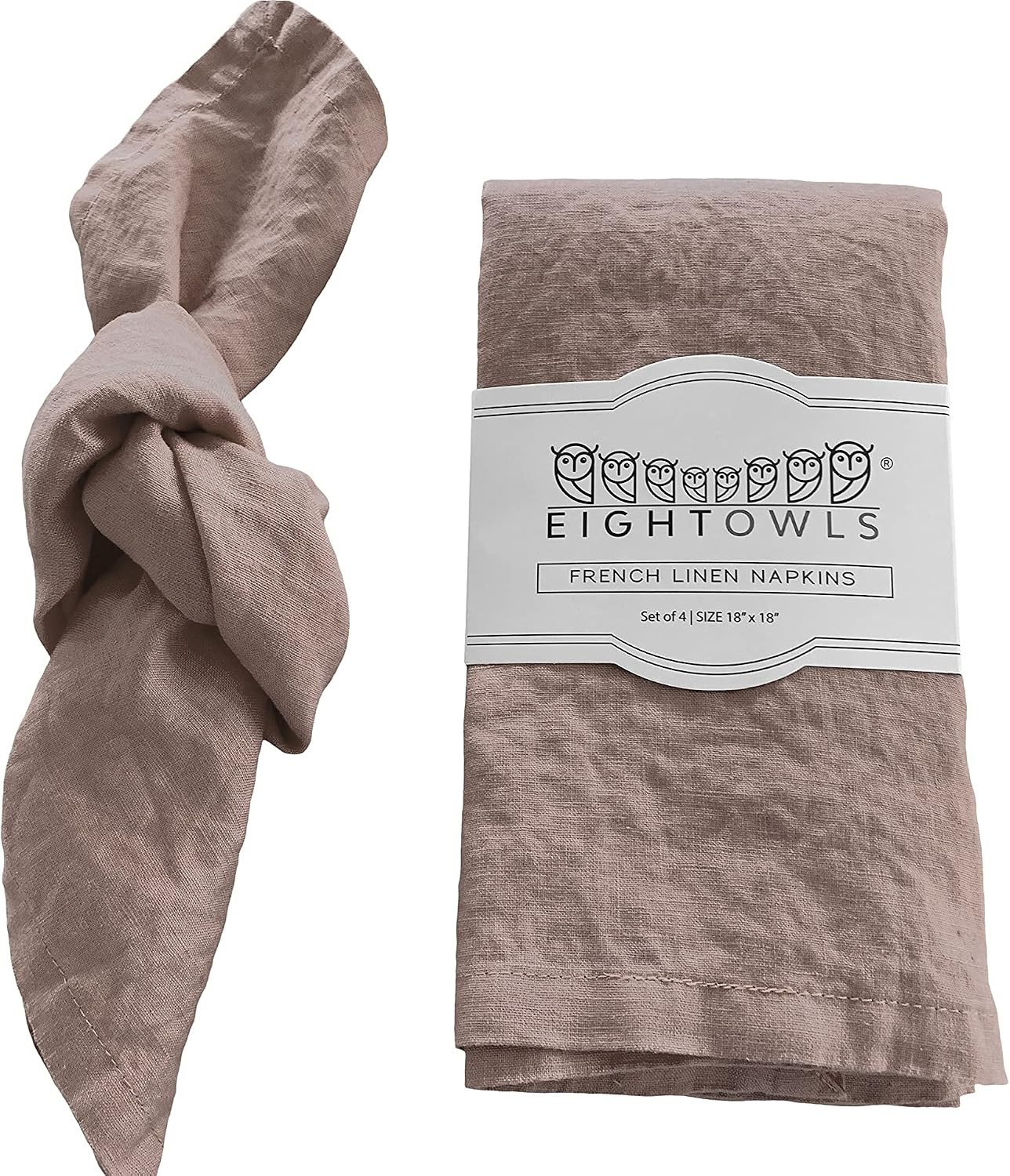Linen Napkins –100% French Flax – Stonewashed Pure Linen Cloth Napkins - Size 18 Inch x 18 Inch – Set of 4 (Natural Rustic Taupe) | Amazon (US)