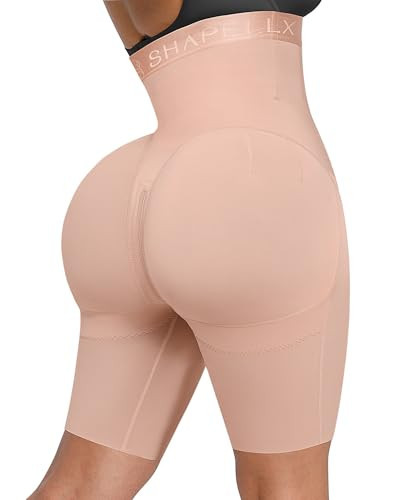 SHAPELLX High Waisted Body Shaper Shorts Shapewear for Women Tummy Control Thigh Slimming Slip Shorts Butt Lifting Shapewear (Dark Beige, Small) | Amazon (US)