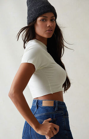 PacSun Eco Dark Blue Curve High Waisted Bootcut Jeans | PacSun