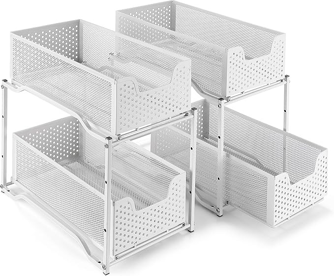 Simple Trending 2 Pack Stackable 2-Tier Under Sink Cabinet Organizer with Sliding Storage Drawer,... | Amazon (US)