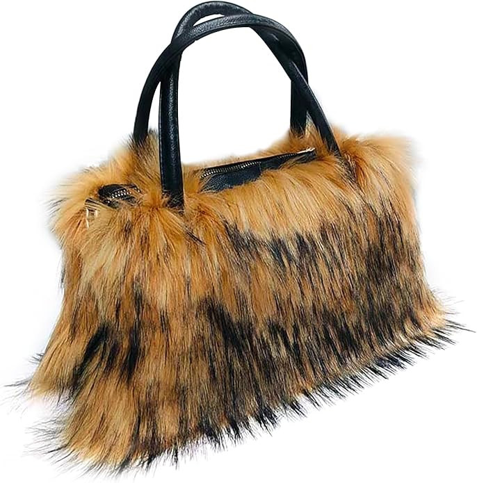 Women's Shoulder Handbags Faux Fur Tote Bag Fluffy Satchel Handbags for Women, Mom, Friend, Bride... | Amazon (US)