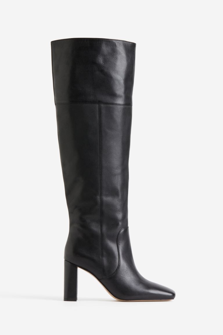 Knee-high Leather Boots - Black - Ladies | H&M US | H&M (US)