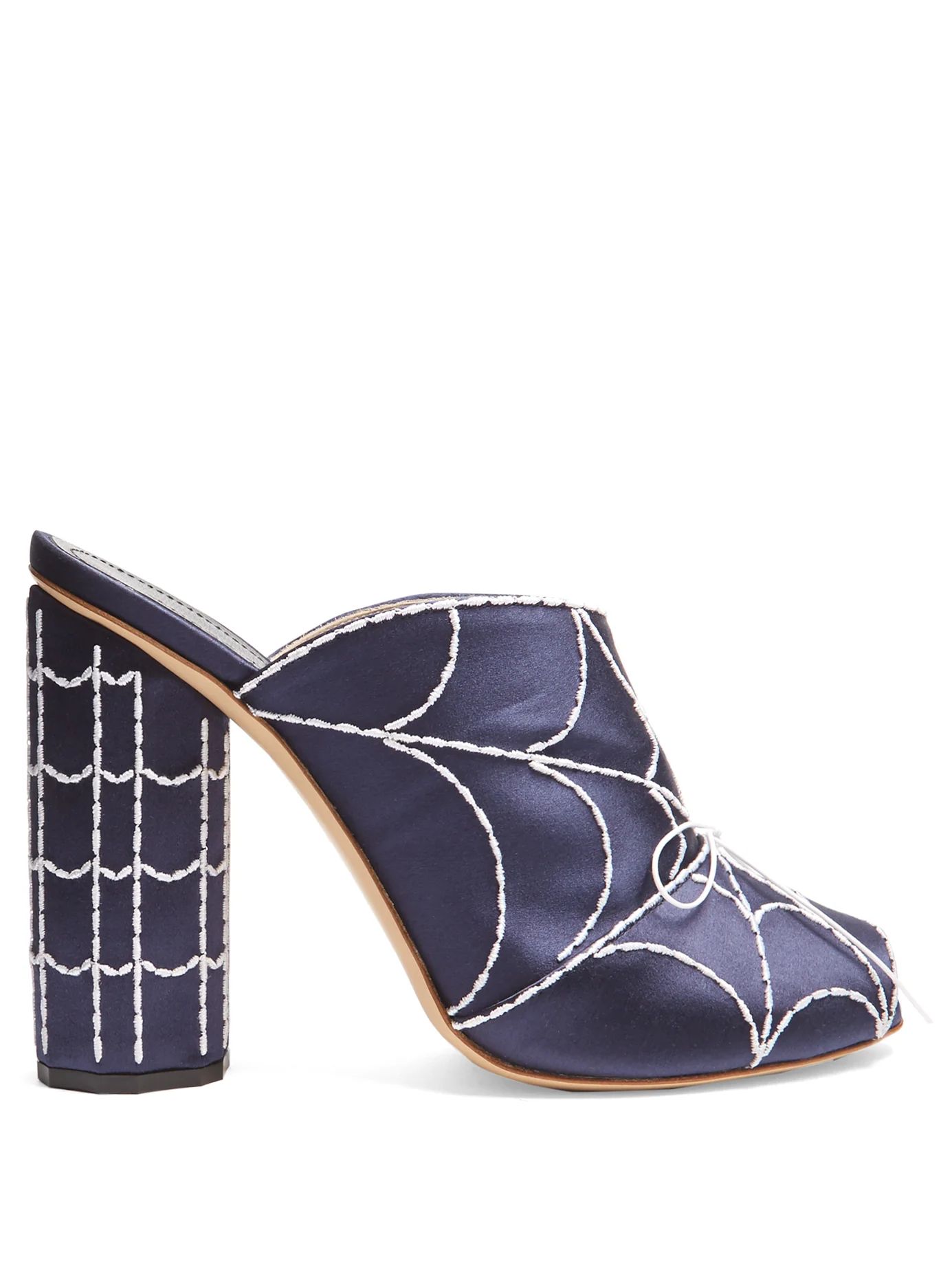 Spider's web-embroidered satin mules | Matches (US)