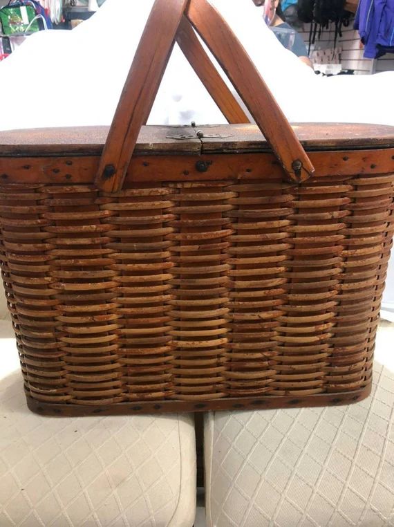 Antique Hawkeye Wooden Wicker. Picnic Basquet Cooler With | Etsy | Etsy (US)