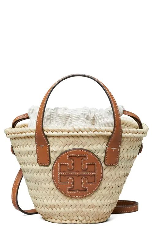 Tory Burch Ella Mini Straw Basket Bag in Natural /Classic Cuoio at Nordstrom | Nordstrom