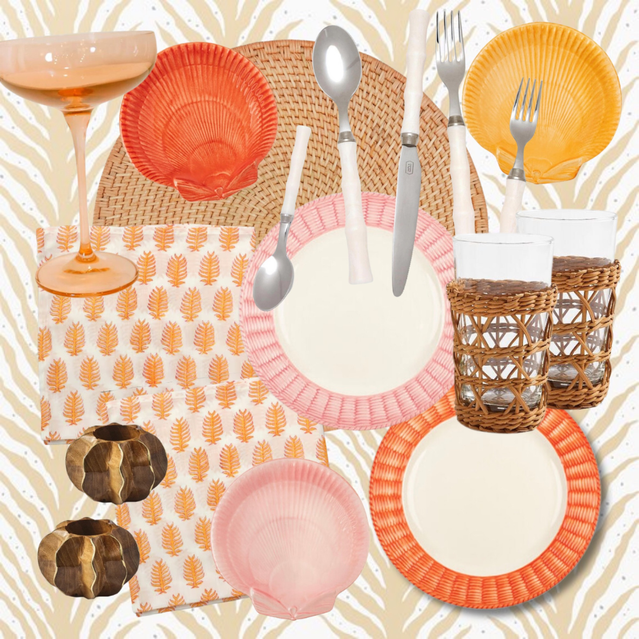 Tablescape inspo; dinner party; block print table linens; napkin rings; dinnerware; outdoor dining; martini glass; rattan; woven placemat; bamboo flatware 

#LTKGiftGuide #LTKhome #LTKFind