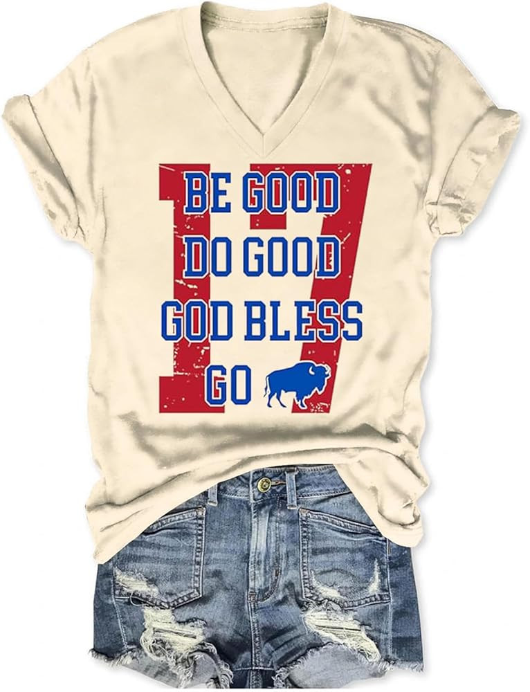 Be Good Do Good God Bless Go Bills Shirt for Women Funny Graphic V-Neck Tshirts | Amazon (US)