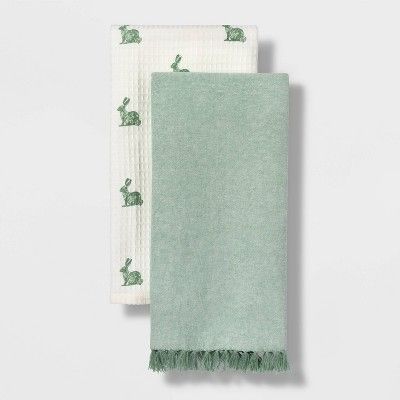 2pk Cotton Bunny Stamp Kitchen Towels - Threshold™ | Target