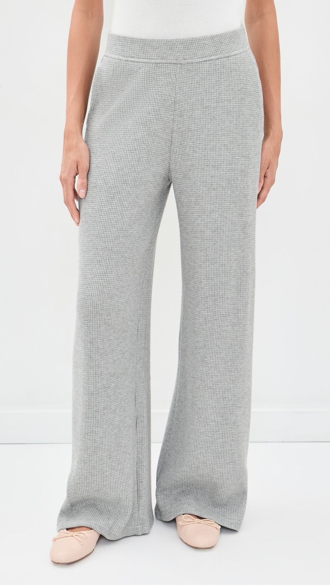 Beyond Yoga Rest Day Waffle Wide Leg Pants Heather Gray S | Shopbop