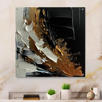 Imminent Bliss Bold Textured Gold And Black - Abstract Painting Acrylic Wall Art | Wayfair North America