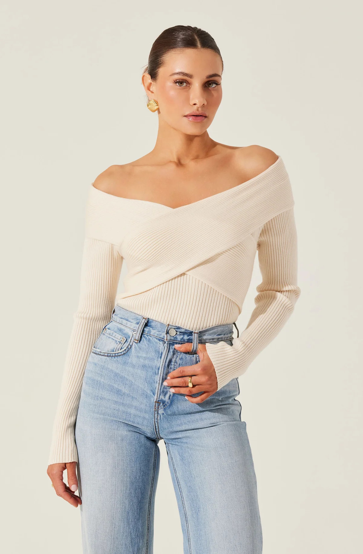 Off Shoulder Crossover Sweater | ASTR The Label (US)