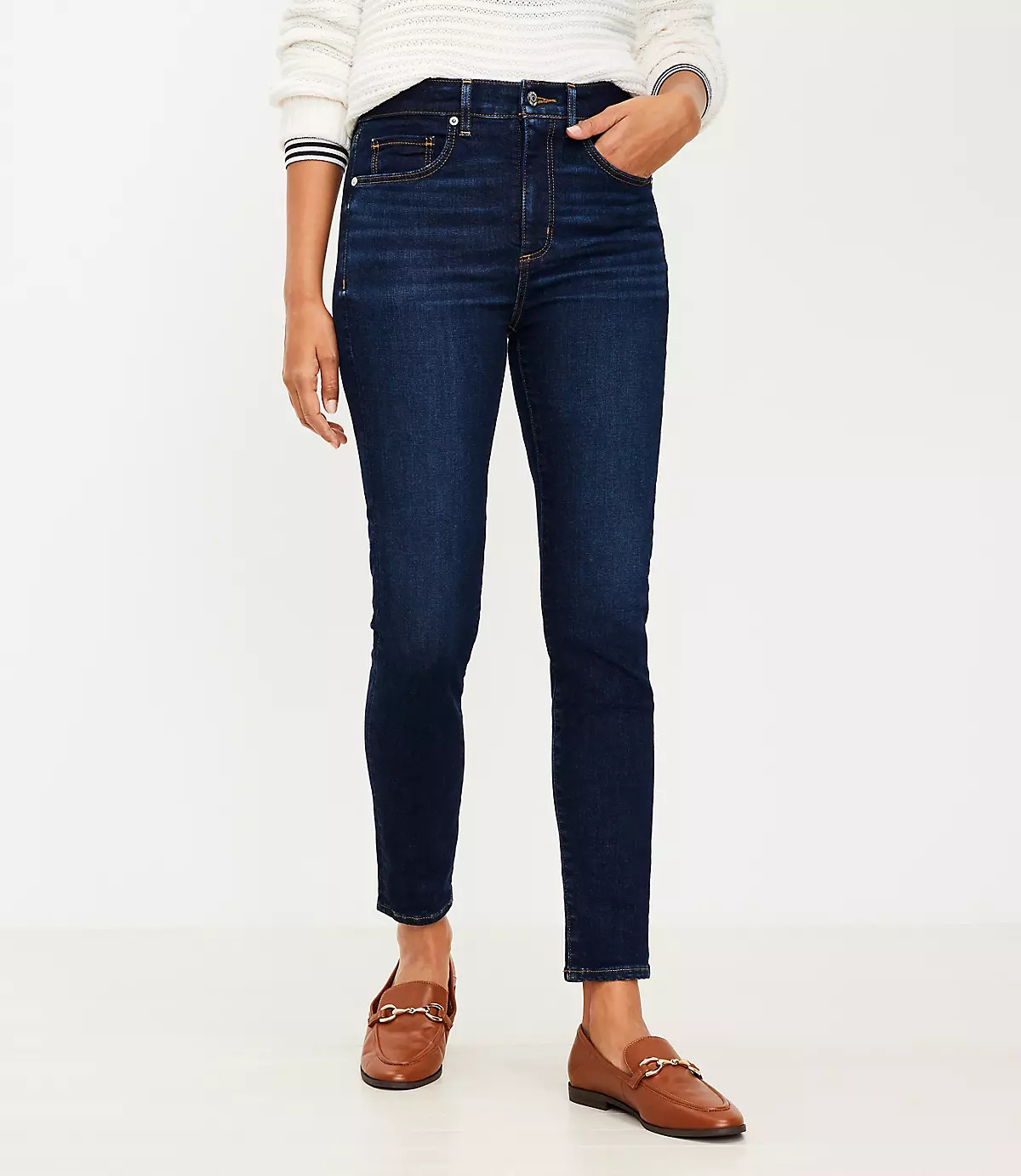 High Rise Skinny Jeans in Classic Dark Indigo Wash | LOFT