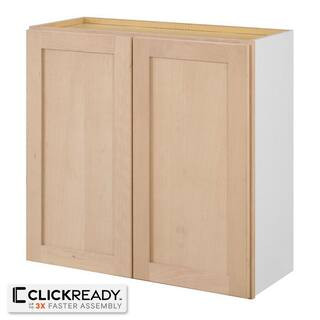 30 in. W x 12 in. D x 30 in. H Ready to Assemble Wall Kitchen Cabinet in Unfinished with CLICKREA... | The Home Depot