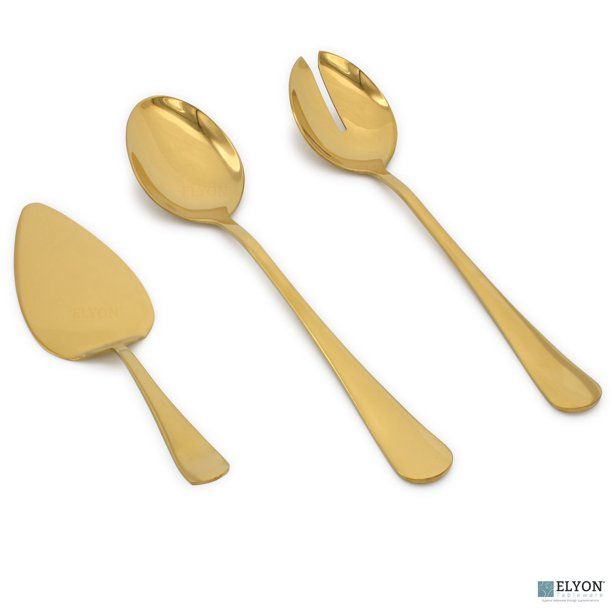 Elyon Tableware 2-Piece Gold Flatware Serving Spoons, Stainless Steel Hostess Set, Reflective Mir... | Walmart (US)