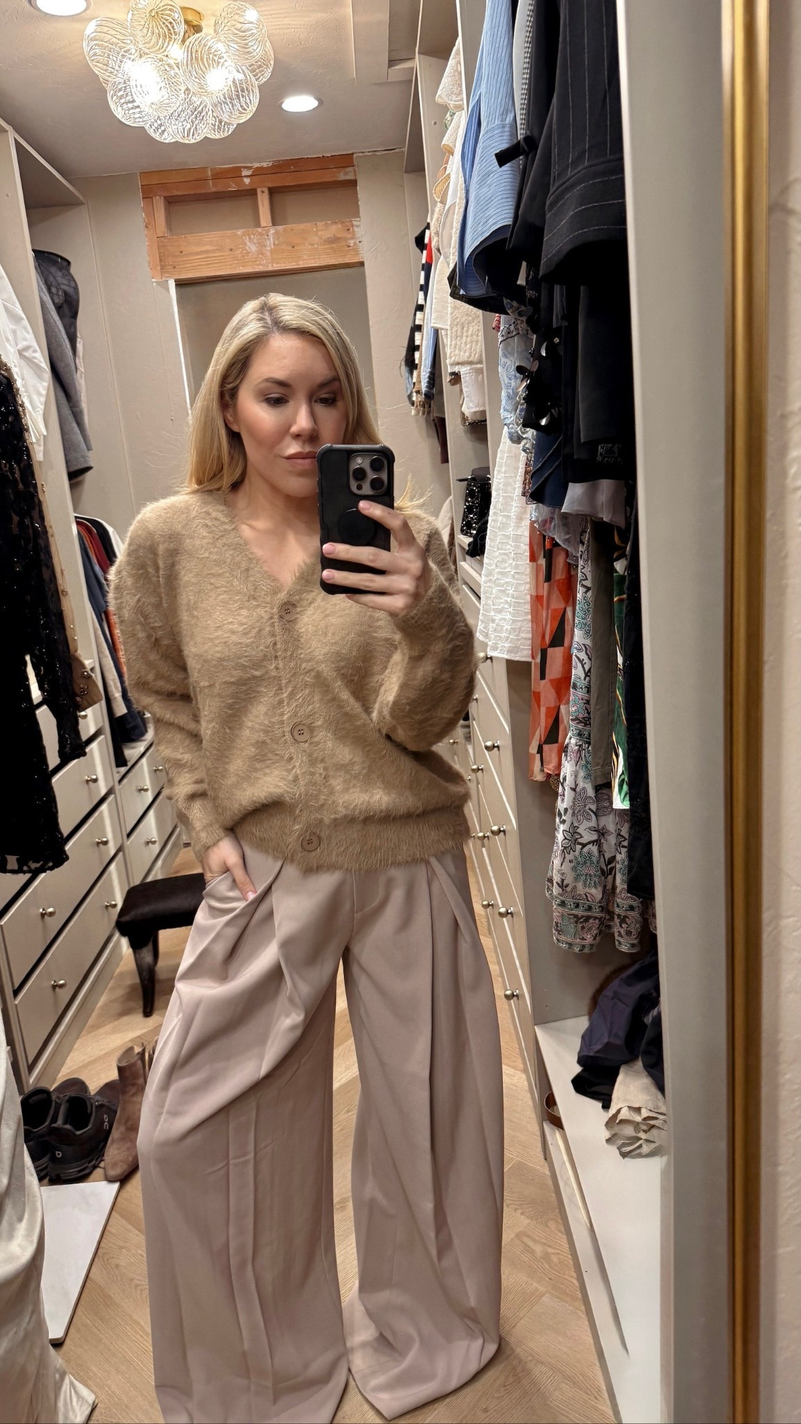 Sharing a high/low look 
Amazon 
Pleated pants 

#LTKSeasonal #LTKFindsUnder50