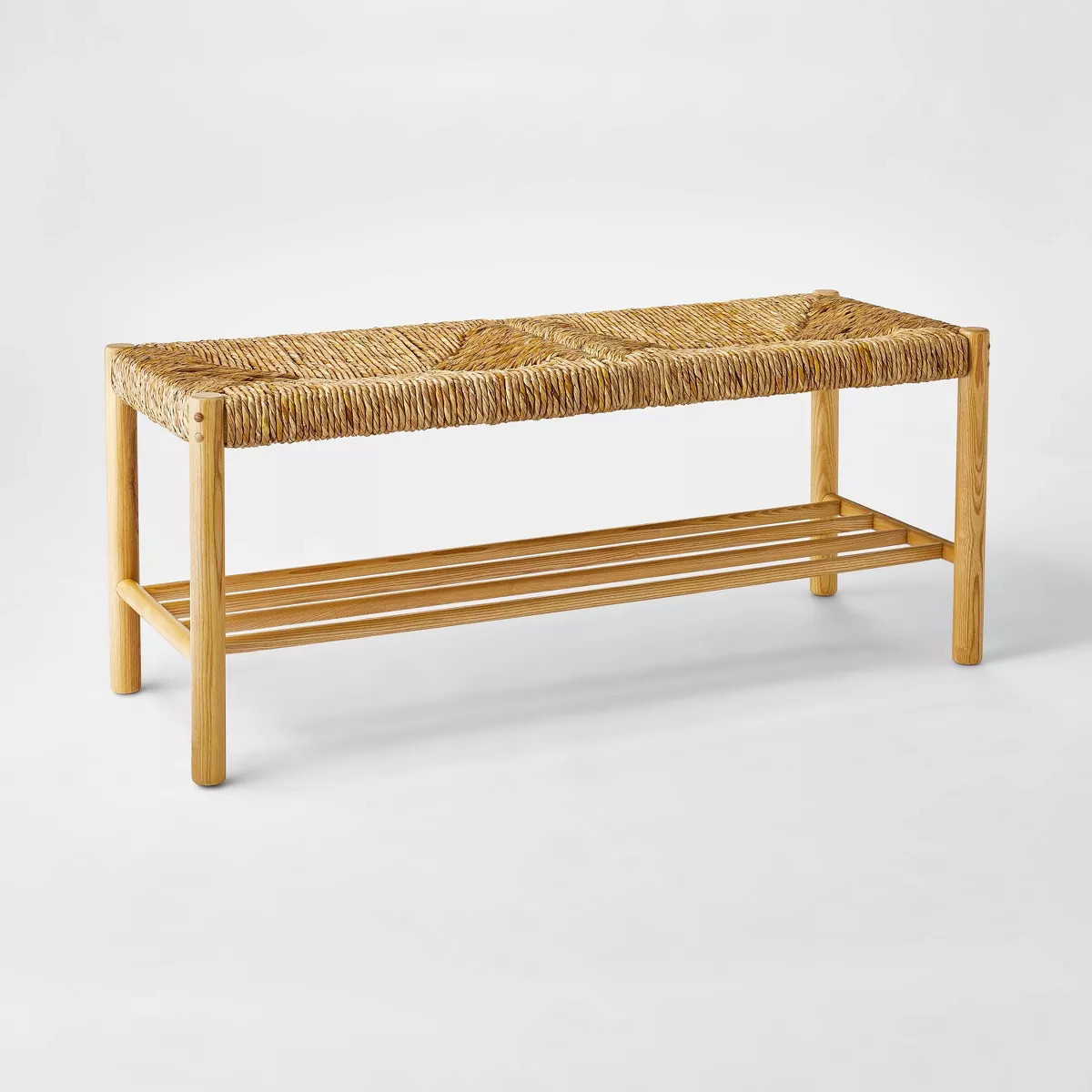 Bench with Woven Frame Light Brown - Threshold™ designed with Studio McGee: Ash Frame, Rectangl... | Target