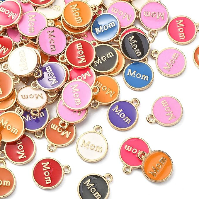 LiQunSweet 100 Pcs Random Color Enamel Word Mom Charms Love Mother Memory Ornament Charm for Brac... | Amazon (US)