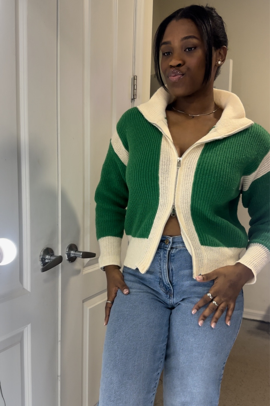 This sweater has such great quality and the zipper detail is so nice. 