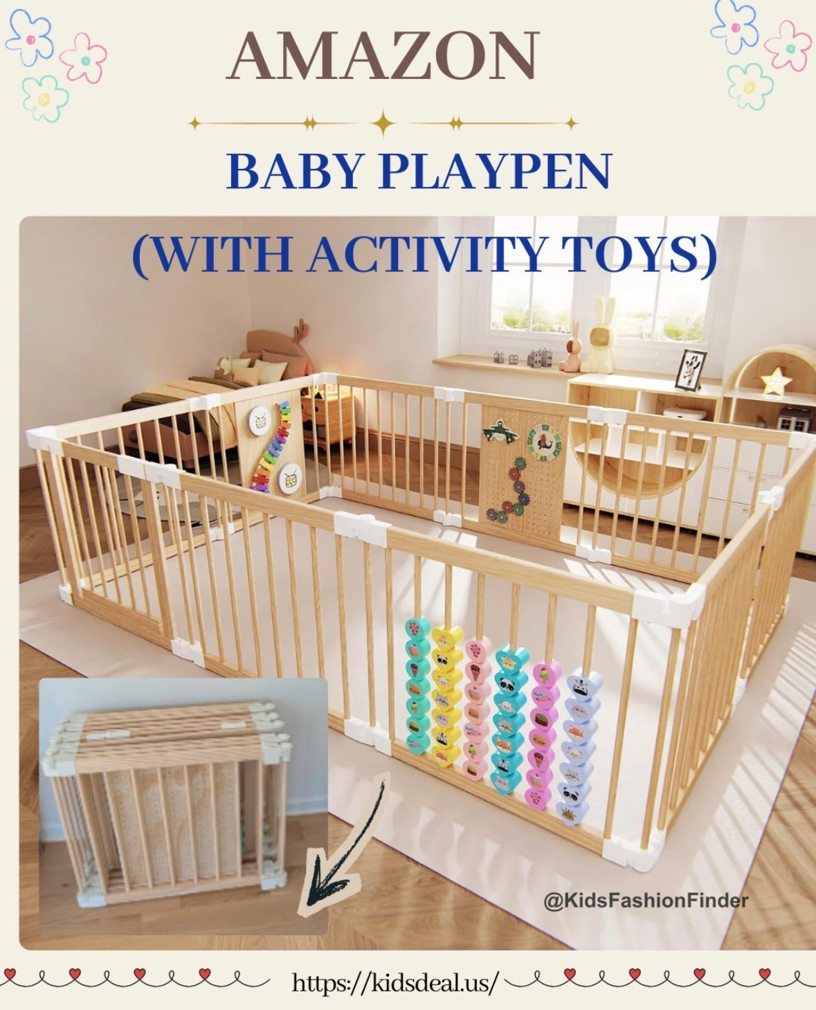Safe + stylish wooden playpen 🤎✨

Super flexible yet sturdy — won’t topple when little ones tug 🙌
Built-in activity panels keep babies engaged & moving 🧸

Spacious enough for play mat, books & toy bins 📚
Natural wood design > plastic 👌 blends beautifully with modern homes

A chic & secure space for your little explorer 💛

#playpen #babyplayroom #modernnursery #momlife #babyessentials #montessorihome 

 

#LTKmomlife #LTKHome #LTKBaby