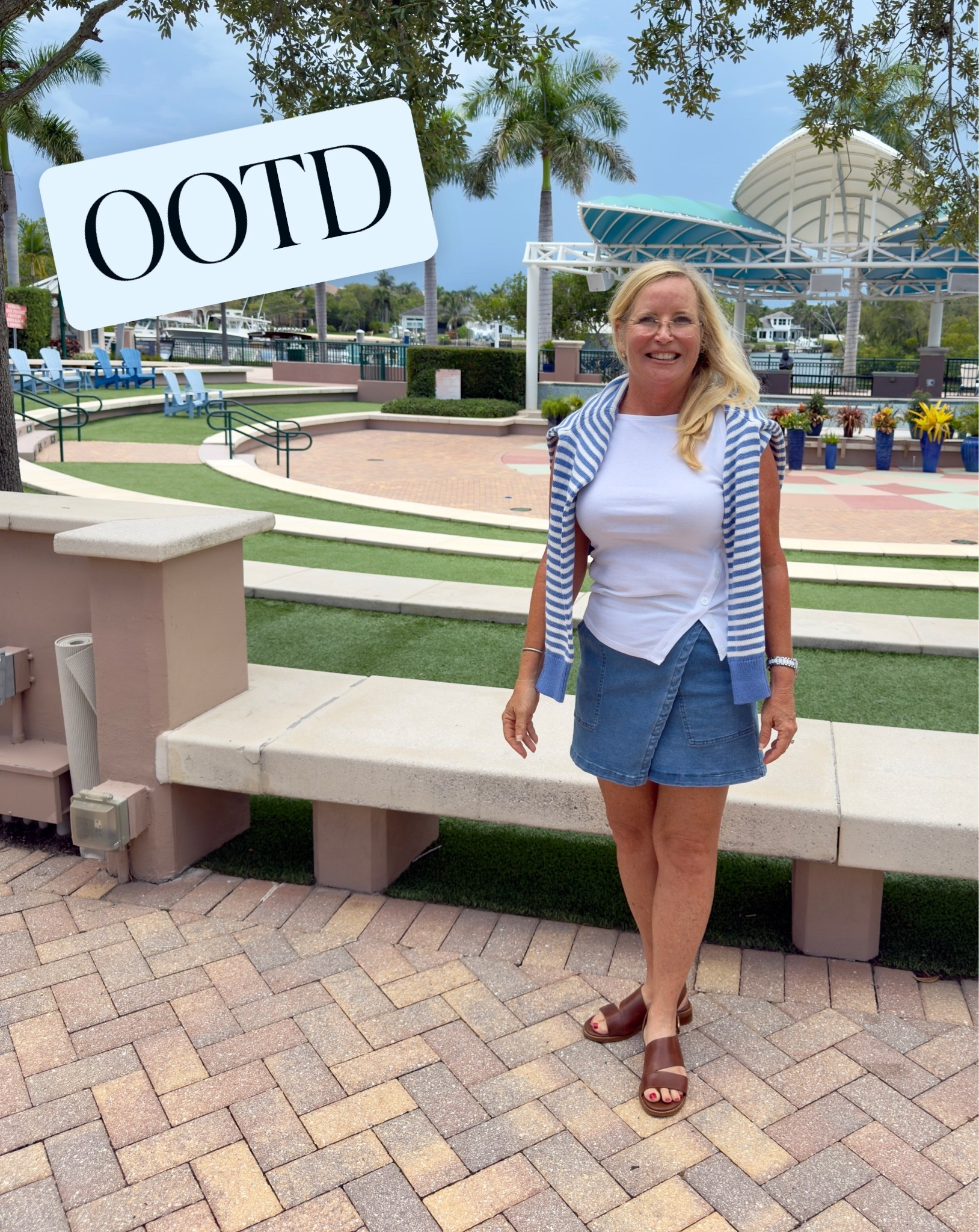 What a wear for happy hour drinks with friends in the summer? I love this denim skirt, it’s causal yet polished. The asymmetrical styling of this white tee, elevates a basic! When going to a restaurant in the summer, I always add a sweater to my look. AC can be so unpredictable!

#LTKootd #LTKOver40 #LTKTravel