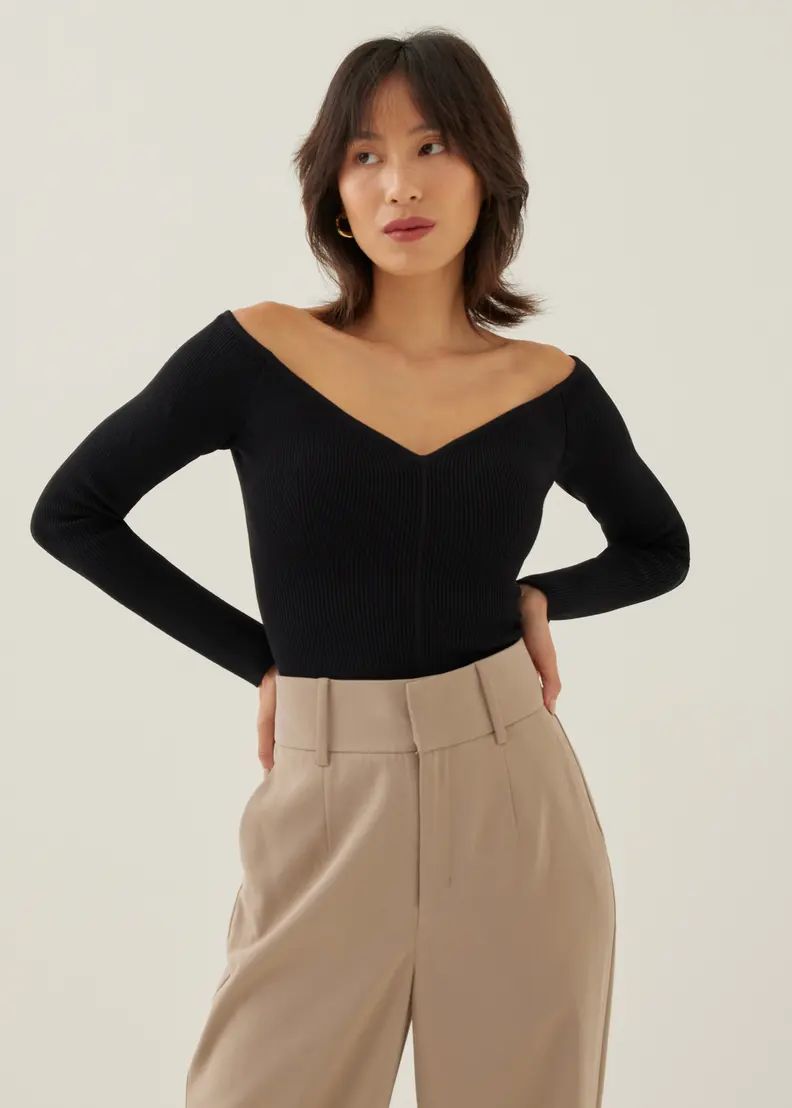 Rayla Fitted Off Shoulder Knit Top | Love, Bonito USA