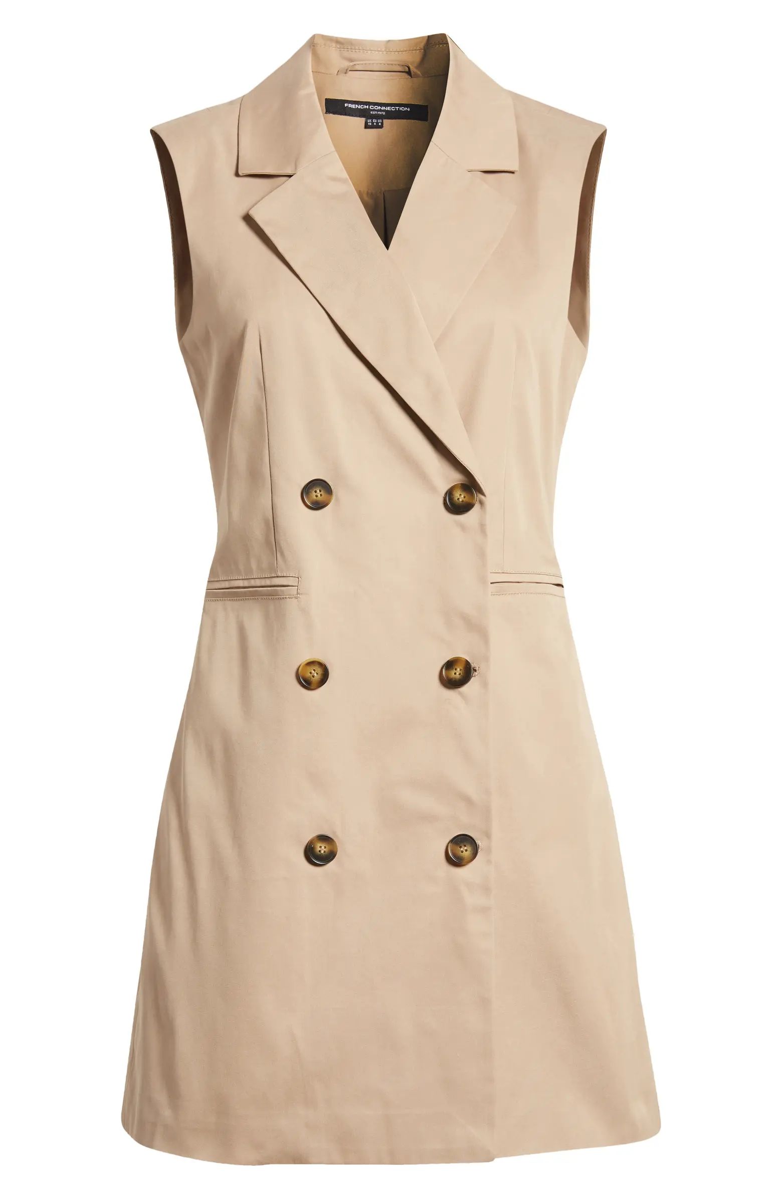French Connection Coco Sleeveless Double Breasted Twill Blazer Minidress | Nordstrom | Nordstrom