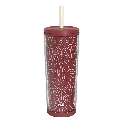 Zak Designs 25 fl oz SAN Straw Tumbler Brick Red Dots | Target