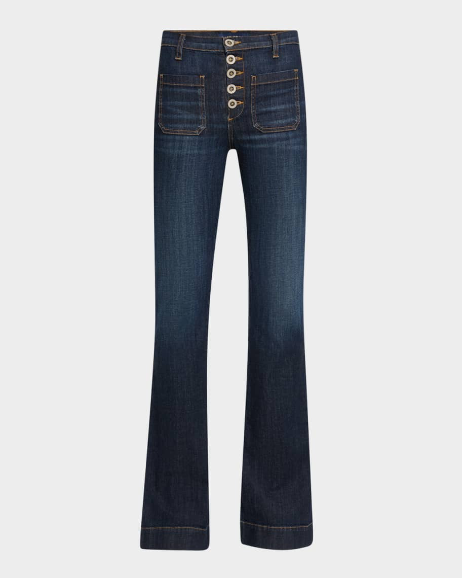 Ramy Brook Cindy High-Rise Flare Stretch Denim Jeans | Neiman Marcus