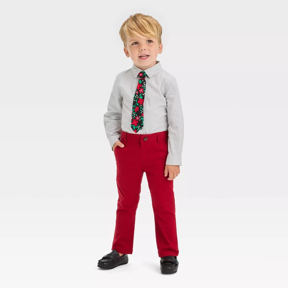 Toddler Boys' Long Sleeve Woven Shirt and Pants Set - Cat & Jack™ Gray | Target