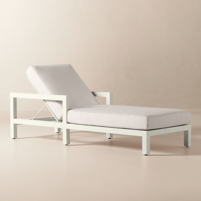 Bay Ivory Aluminum Outdoor Sun Lounger with Ivory Cushions | CB2