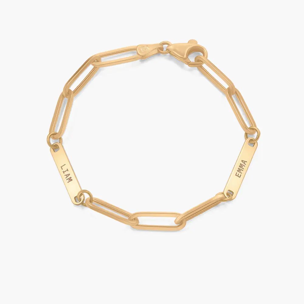 Ivy Name Paperclip Chain Bracelet - 14k Solid Gold | Oak & Luna (US)