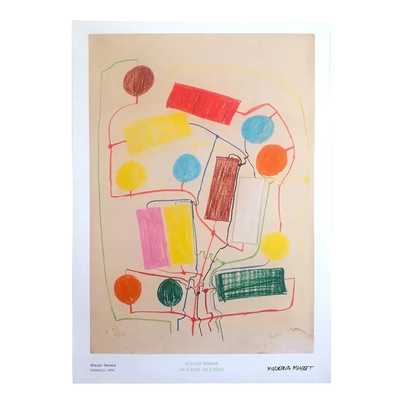 Atsuko Tanaka Mid Century Modernism Museum Exhibition Poster Print " Untitled ( 1 ) ", 1956 | Chairish